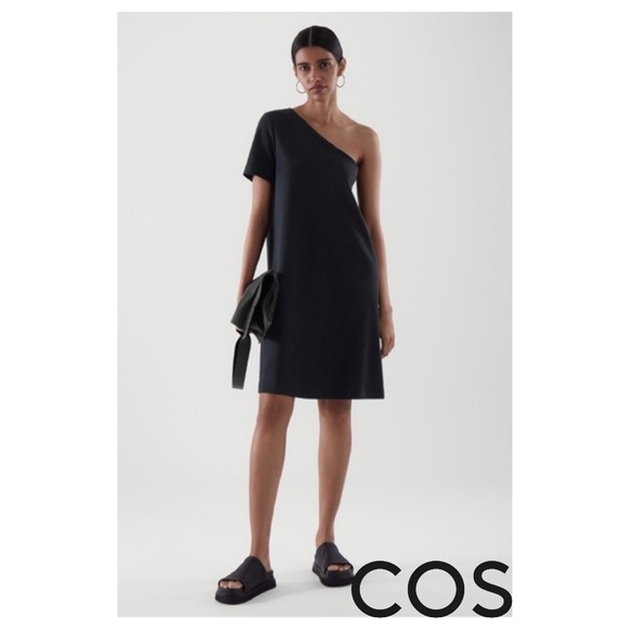 Cos One Shoulder Navy T-shirt Dress NWT - Picture 1 of 7